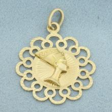 Queen Nefertiti Pendant Or Charm In 14k Yellow Gold