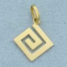 Greek Key Pendant Or Charm In 14k Yellow Gold