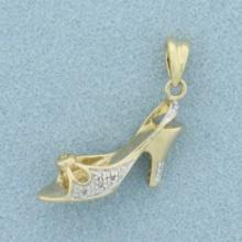 Diamond High Heel Pendant Or Charm In 10k Yellow Gold