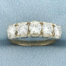 5-stone Diamond Wedding Or Anniversary Band Ring In 14k Yellow Gold