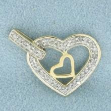 Double Heart Pendant In 10k Yellow Gold