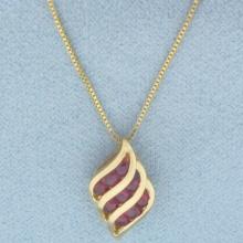 Italian Ruby Abstract Necklace In 14k Yellow Gold