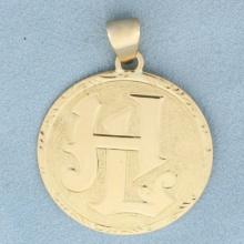 Vintage Hl Or Lh Monogram Pendant In 18k Yellow Gold