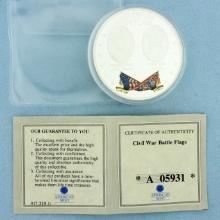 American Mint Civil War Battle Flags Oure Hero And Our Flags Proof Coin With Coa