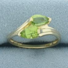 Peridot Toi Et Moi Ring In 14k Yellow Gold