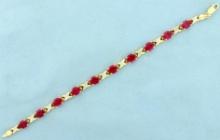Ruby And Diamond Tennis Bracelet In 10k Yellow Gold