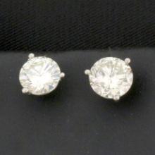 Over 2ct Diamond Stud Earrings In Platinum