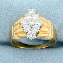 Vintage Diamond Cocktail Ring In 14k Yellow Gold