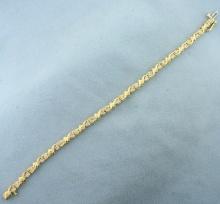 Unique Scroll Deisgn Diamond Tennis Bracelet In 14k Yellow Gold