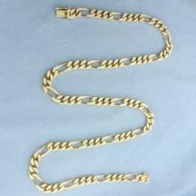 20.5 Inch Figaro Link Chain Necklace In 14k Yellow Gold