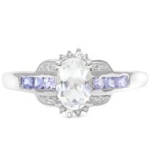 Aquamarine, Tanzanite, And Diamond Ring In Sterling Silver