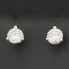 3/4ct Diamond Stud Earrings In Platinum Martini Settings
