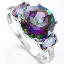 Mystic Topaz 3-stone Ring In Sterling Silver