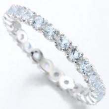 Sky Blue Topaz Eternity Stacking Band Ring In Sterling Silver