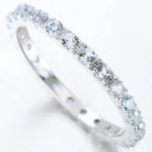 Sky Blue Topaz Eternity Stacking Band Ring In Sterling Silver