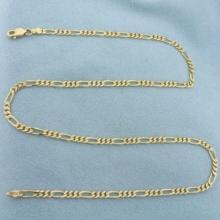 17 Inch Figaro Link Chain Necklace In 14k Yellow Gold