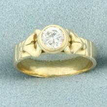 Diamond Solitaire Ring In 14k Yellow Gold