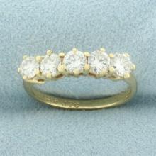 5-stone Diamond Wedding Or Anniversary Ring In 14k Yellow Gold
