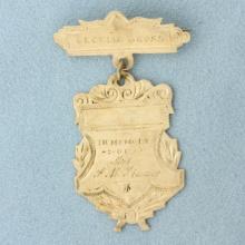 Antique Lambert Brothers Mourning Pin Brooch In 10k Yellow Gold