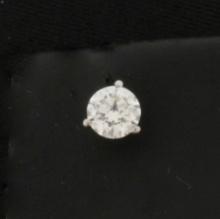 Gia Certified 1/2ct Single Diamond Stud Earring In Platinum Martini Setting