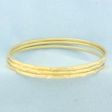 Stacking Beveled Bangle Bracelet Set Of 3 In 22k Yellow Gold