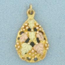 Black Hills Gold Leaf Pendant In 10k Yellow, Rose, And Green Gold