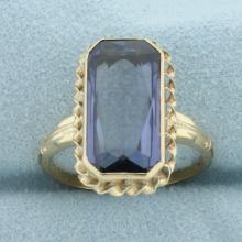 Color Changing Lab Alexandrite Ring In 10k Yellow Gold