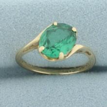 Green Topaz Solitaire Ring In 10k Yellow Gold