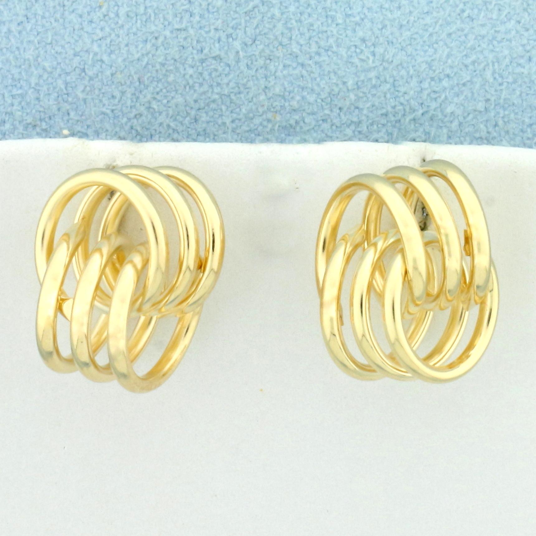 Unique Knot Design Earrings In 14k Yellow Gold