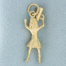Cheerleader Charm Or Pendant In 14k Yellow Gold