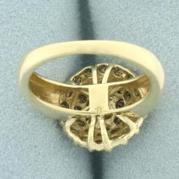 Champagne Diamond Cluster Ring In 10k Yellow Gold