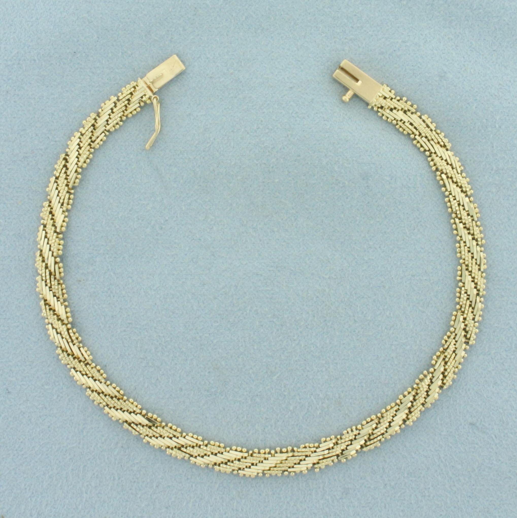 Gold Ball And Bar Link Bracelet In 14k Yellow Gold