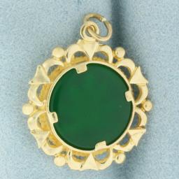 Nature Leaf Jade Charm In 14k Yellow Gold