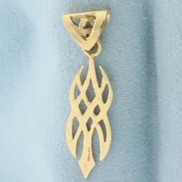 Celtic Flame Pendant Or Charm In 14k Yellow Gold