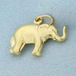 Puffy Elephant Pendant Or Charm In 18k Yellow Gold