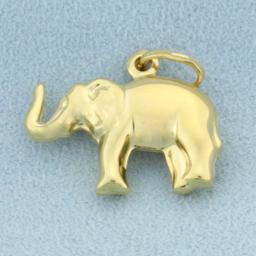 Puffy Elephant Pendant Or Charm In 18k Yellow Gold