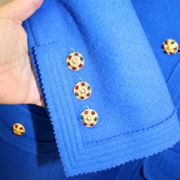 Chanel Cobalt Blue Gripoix Button Wool Melton 96a Outerwear Coat