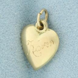 Engraved Karen 3d Charm In 14k Yellow Gold