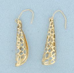 Cone Shaped Filigree Dangle Earrings In 14k Yellow Gold