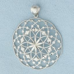Kaleidoscope Geometric Design Pendant In 14k White Gold