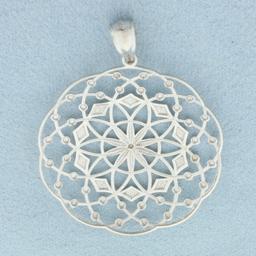 Kaleidoscope Geometric Design Pendant In 14k White Gold