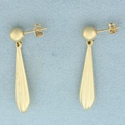 Ball Bead And Teardrop Dangle Earrings In 14k Yellow Gold
