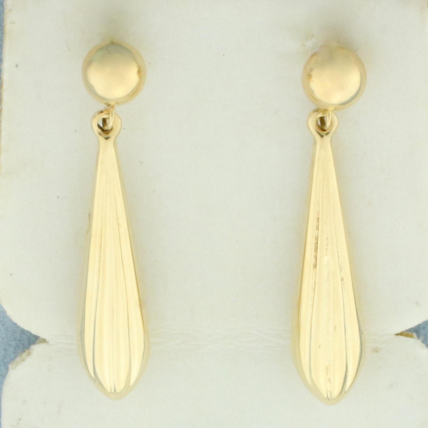 Ball Bead And Teardrop Dangle Earrings In 14k Yellow Gold