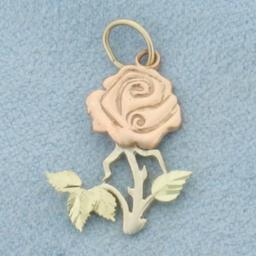 Rose Charm In 14k Rose, White, And Yellow Gold