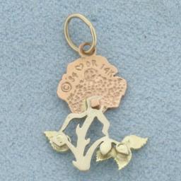Rose Charm In 14k Rose, White, And Yellow Gold