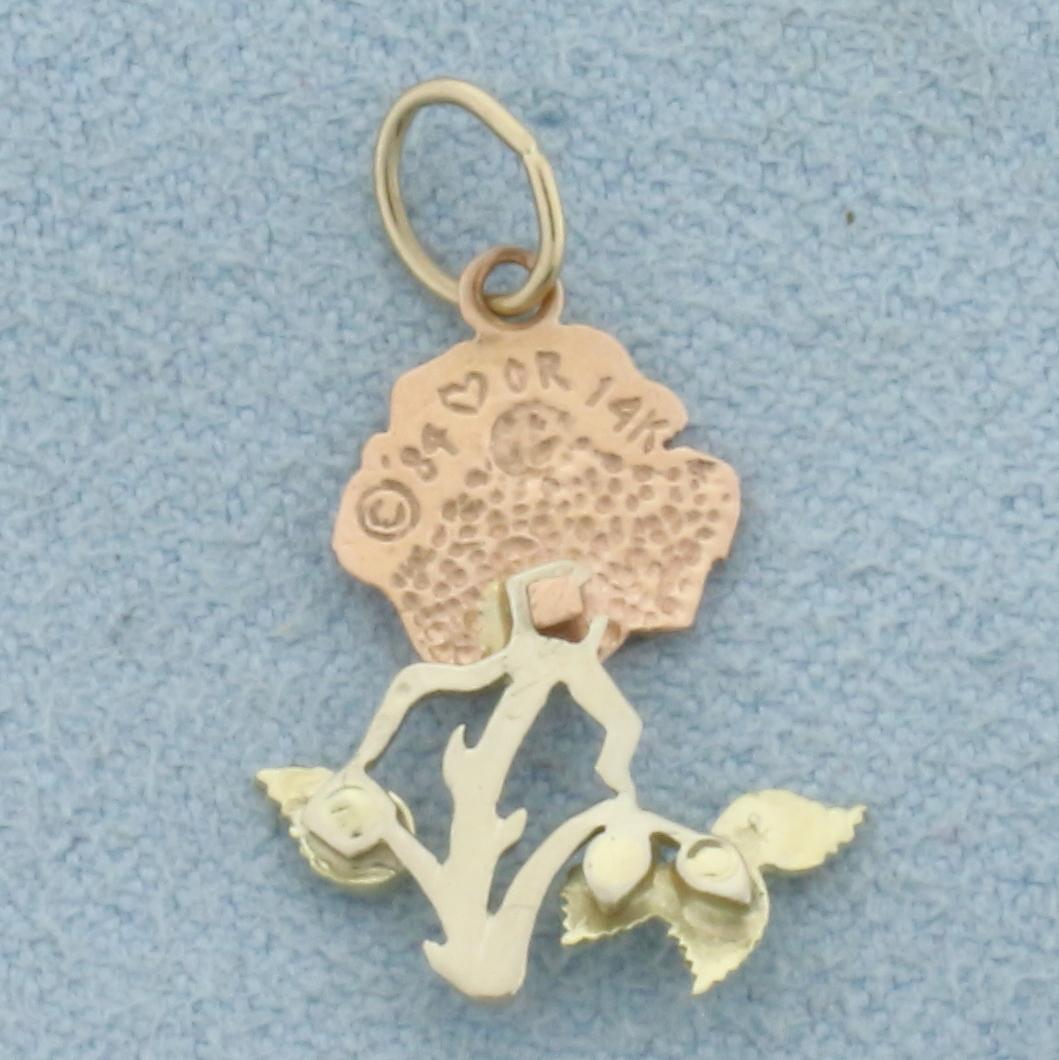 Rose Charm In 14k Rose, White, And Yellow Gold