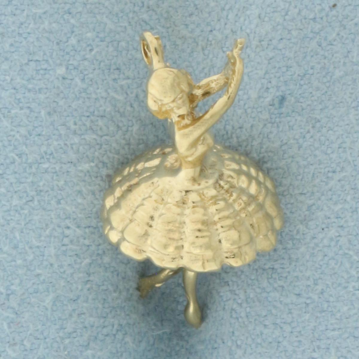 3-d Ballerina Charm In 14k Yellow Gold