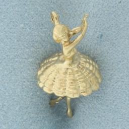 3-d Ballerina Charm In 14k Yellow Gold