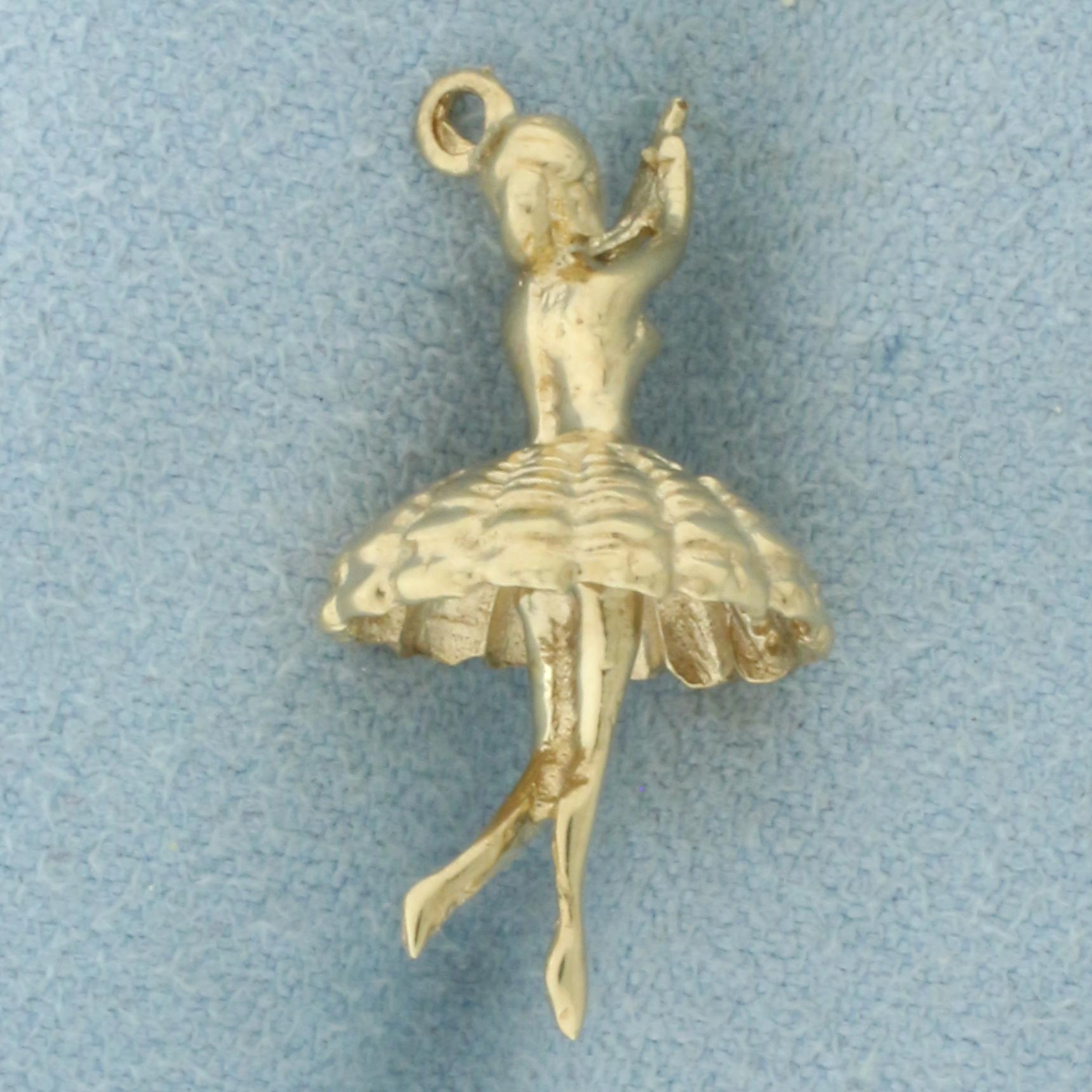 3-d Ballerina Charm In 14k Yellow Gold