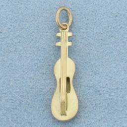 Violin Charm In 10k Yellow Gold